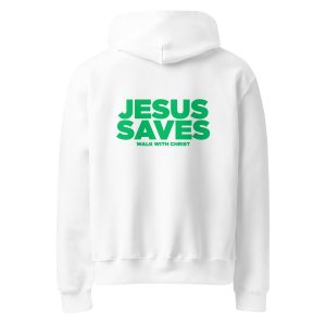 OVERSIZED JESUS SAVES GREEN HOODIE