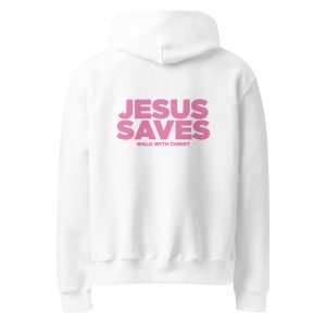 OVERSIZED JESUS SAVES PINK HOODIE